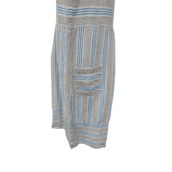 J. Jill Love Linen Linen Dress Women's Size MT Sleeveless Striped Sheath Pockets - Picture 4 of 13